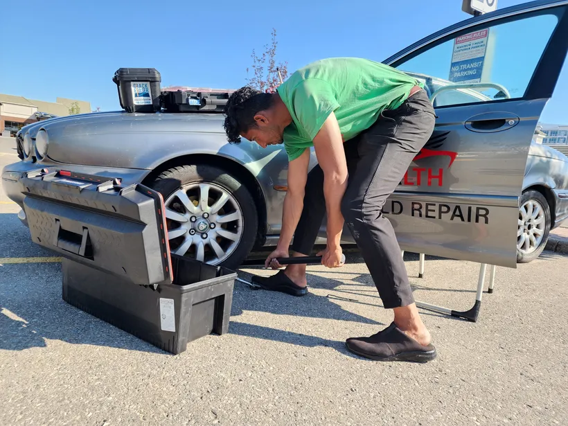 Tire swap showcsae on a Stealth company car
