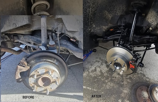 Brake servicing before and after